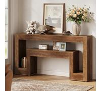Tribesigns Console Table, 2-Tier Farmhouse Entryway Table with Storage, for Living Room, Entrance, Hallway, Brown