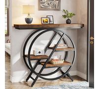 Tribesigns Console Table, 39.4-Inch Entryway Table with Thickened Tabletop, 4- Tier Industrial Narrow Hallway Sofa Table with Geometric Metal Frame