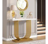 Tribesigns Console Table, 39.4 Inch Faux Marble Entryway Foyer Table