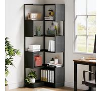 Tribesigns Corner Bookshelf Unit 180 cm, 6-Tier Floor Standing Bookcase, Tall Corner Shelf Storage Display Rack with Metal Frame for Living Room Home