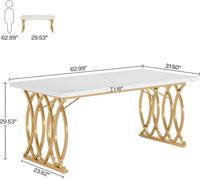 Tribesigns Executive Desk, 160 cm W Large Computer Desk, Modern Desk, Conference Table, Conference Table, Business Furniture for Home Office, White and Gold