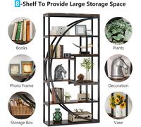 Tribesigns Industrial Bookcase, 180cm High With 5 Floors and 8 Open Storage Racks, Display Shelf Unit For Home Office, Living Room, Vintage Brown