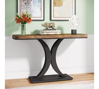 Tribesigns Industrial Console Table, 100 cm Narrow Entryway Foyer Table with Geometric Base, Rustic Hallway Accent Table for Living Room, Entrance