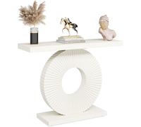 Tribesigns Modern Console Table with Geometric Base, 100cm Wooden Entrance Table, Sofa Table, Narrow Long, Contemporary Accent Table for Living Room, Entrance, Hallway (White)