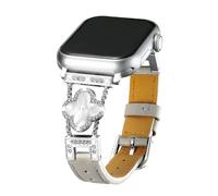 Triblanc Leather Strap Lucky Four-Leaf Clover Compatible with Apple Watch Straps 41mm 40mm 38mm Women Slim Thin Dressy Diamond fit iWatch Series 9/8/7/6/5/4/3/2/1/SE