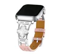 Triblanc Leather Strap Lucky Four-Leaf Clover Compatible with Apple Watch Straps 41mm 40mm 38mm Women Slim Thin Dressy Diamond fit iWatch Series 9/8/7/6/5/4/3/2/1/SE