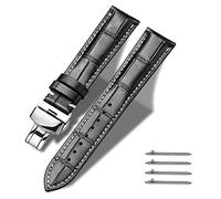Triblanc Quick Release Leather Watch Straps with Deployment Buckle Clasp,18mm 20mm 22mm 24mm,Replacement Black Brown Blue Bands for Men Women