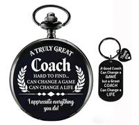 Tribute to Coach Gift Set - Custom Engraved Pocket Watch & Coach Commemorative Keychain