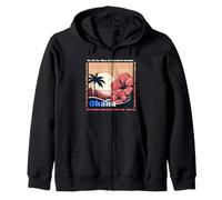 Tribute to Hawaii Wisdom. Flower Print Bold palm tree sunset Zip Hoodie