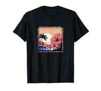 Tribute to Hawaii Wisdom. Flower Print Palm Tree Sunset. v2 T-Shirt