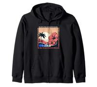 Tribute to Hawaii Wisdom. Flower Print palm tree sunset. v2 Zip Hoodie