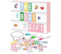 tricase Lightbox Pink A4 with 312 Letters & Emoji & 3 Markers, USB - LED Light Box Decorative Lights - Light Sign Letters Board Gifts for Women & Girls Christmas & Birthdays - Pink Decoration