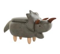 Storage Animal Stool TRICERATOPS Fabric Dark Green Dinosaur