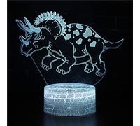 Triceratops 3D Night Light 16 Color Change Lamp Acrylic Flat ABS Base USB Charger Home Decoration Toy Brithday Xmas Kid Children Gift