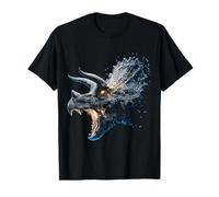 Triceratops Art Dinosaur Graphic Illustration Print Motif T-Shirt