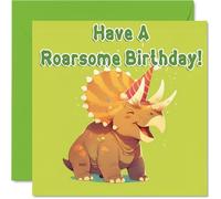 Triceratops Birthday Card for Boys - Dino Dinosaur - Happy Birthday Card for Brother Cousin Grandson Nephew, 145mm Male Greeting Cards