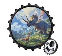 Triceratops Dinosaur Ancient Jungle 2 in 1 Magnetic Beer Bottle Opener Fridge Magnets Easy Storage Gift for Men Women Black-Style