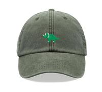 Triceratops Dinosaur Baseball Cap Vintage Washed Unisex Dad Hat Adjustable Olive