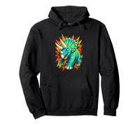 Triceratops Dinosaur Kids Colorful Paleontology Fossil Fan Pullover Hoodie