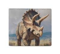 Triceratops Dinosaur Mens Wallet Slim Leather Card Holder Bifold Wallets Front Pocket