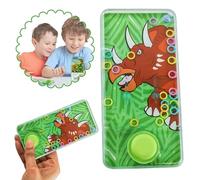 Triceratops Dinosaur Water Ring Toss Game, Handheld Retro Push Button Toy for Kids, No Battery Travel Stress Relief, Party Bag Filler Gift
