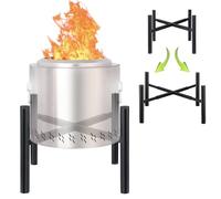 Triceratops Firepit Stand, 15-27 inches, Modern Stainless Steel Fire Pit Accessory, Silver, Round, Compatible with Metal Firepits