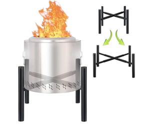 Triceratops Firepit Stand, 15-27 inches, Modern Stainless Steel Fire Pit Accessory, Silver, Round, Compatible with Metal Firepits