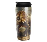 Triceratops in The Forests Coffee Cup Travel Mug with Leakproof Lid Double Wall Tumbler Water Bottle 350ml