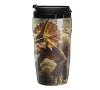 Triceratops in The Forests Coffee Cup Travel Mug with Leakproof Lid Double Wall Tumbler Water Bottle 250ml