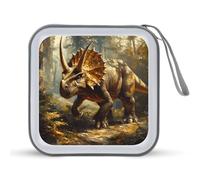 Triceratops in The Forests Portable CD Case Holder 48 Capacity Travel DVD Storage Boxs Wallet Bag