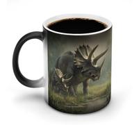 Triceratops Rivers Grassland Funny Mug Coffee Tea Cup Color Changing Heat Sensitive for Home Office