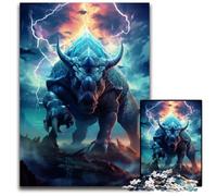 Triceratops Surrounded by Storm Jigsaw Puzzles 1000 Pieces for Adults Puzzles for Adults Challenging Brain Teaser Family Activity Home Decor 1000 PCS(75x50cm)