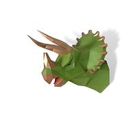 通用 Triceratops Trophy Paper Sculpture,Pre-cut DIY Papercraft Kit,Handmade Dinosaur Figurine,3D Paper Art,Green Color,Low Poly Wall Decor,All Accessories Included,DIY Teens Gift