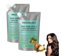 Trichology Shampoo, Trichology Anti-Hair Fall & Volumizing Shampoo, with Biotin Strengthens Roots, Reduces Shedding, Oil Control & Nourishing Scalp Care, Improves Hair Texture, 300ML (2pcs)