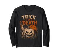 Trick Or Death Pun Creepy Pumpkin Halloween Costume Long Sleeve T-Shirt