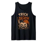 Trick Or Death Pun Creepy Pumpkin Halloween Costume Tank Top