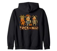 Trick or Moo Grumpy Cows Halloween Costume Zip Hoodie