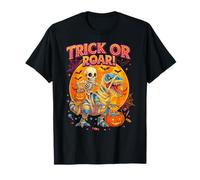Trick or Roar Halloween Funny Skeleton Riding Dinosaur Mummy T-Shirt