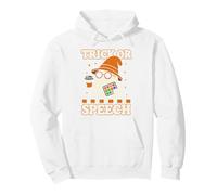 Trick or Speech Cute Ghost SLP Halloween Pullover Hoodie