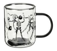 Trick Or Sweet Double Wall Shaker Mug - Featuring A Frightful Halloween Design, This Glass Mug is The Perfect Companion for Cosy Nights in with Your Favourite Hot Drink (Skeletons)