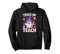 Trick Or Teach Spooky Groovy Ghost Halloween Teacher Pullover Hoodie