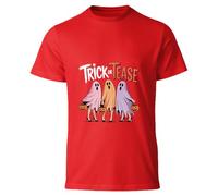 Trick or Tease Ghost Halloween T-Shirt - Funny Spooky Ghosts Graphic Tee for Women & Men, Unisex Trick or Treat Costume Top, Perfect for Halloween Parties, Fall Events & Casual Wear Red