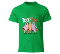 Trick or Tease Ghost Halloween T-Shirt - Funny Spooky Ghosts Graphic Tee for Women & Men, Unisex Trick or Treat Costume Top, Perfect for Halloween Parties, Fall Events & Casual Wear KellyGreen