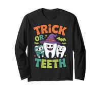 Trick or Teeth Dentist Halloween Costume Funny Tooth Long Sleeve T-Shirt