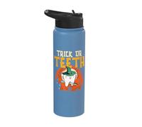 Trick Or Teeth Spooky Tooth Witch Dentist Dental Halloween Stainless Steel Insulated Water Bottle