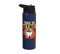 Trick Or Teeth Spooky Tooth Witch Dentist Dental Halloween Stainless Steel Insulated Water Bottle