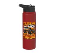 Trick Or Torque Halloween Ghost Monster Truck Candy Corn Stainless Steel Insulated Water Bottle