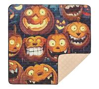 Trick Or Treat and Funny Faces Large Stylish Baby Playmat for Indoor Outdoor Washable Padded Baby Mat for Baby Kids Toddlers Infants, 50'' x 50''