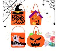 Trick or Treat Bags | Cookie Bag Pumpkin Ghost Bat Witch Hat,Spooky Cute Felt Reusable Goodie Tote Bucket for Classroom Party Favors Candy Snack Chocolate Storage Halloween Kids
