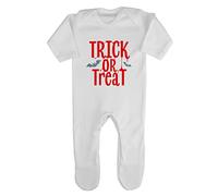 Trick Or Treat Bats Halloween Statement Baby Romper Jumpsuit with feet, 6-12 Months, White